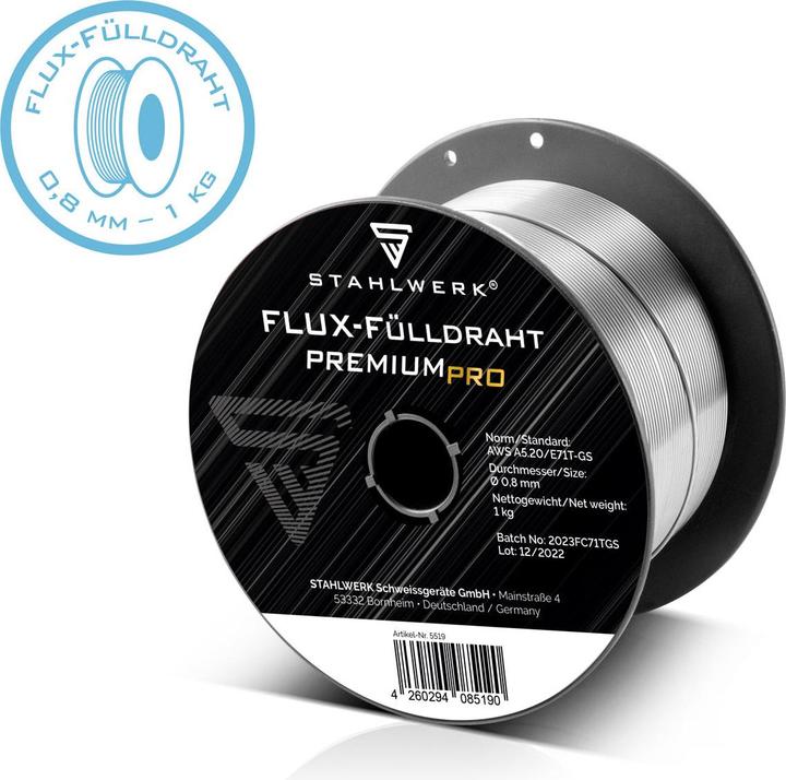 Produktbild Stahlwerk Fülldraht MIG/MAG Ø 0,8 mm E71T-GS 1kg Drahtrolle S100/ D100 3er Set