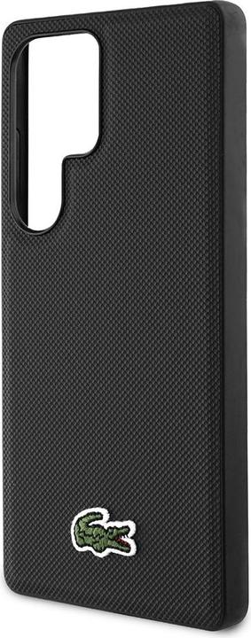 Actual product image Lacoste Case Iconic Petit Pique Woven Logo CBDY Strap MagSafe to Samsung Galaxy S25 Ultra black