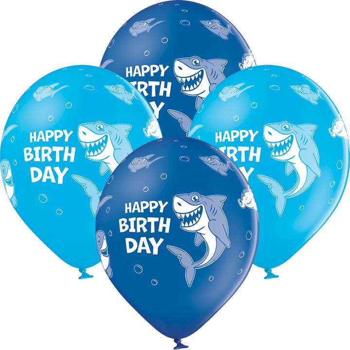 Actual product image bonacker ballonversand Shark birthday balloons - premium quality made from natural rubber (25 x)