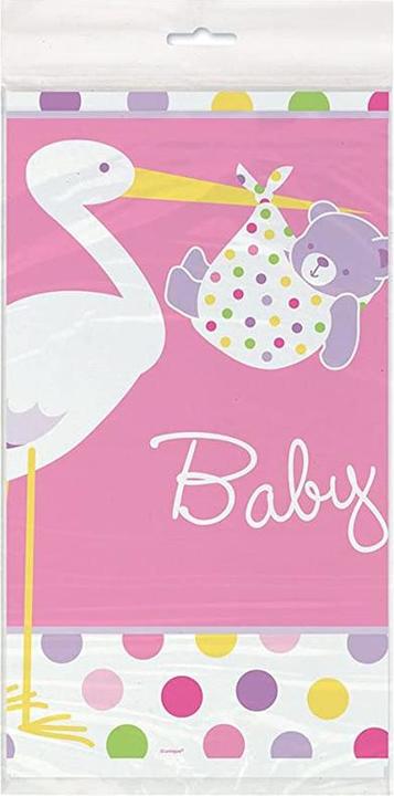 Immagine prodotto Unique Party Tovaglia di plastica per la festa del bambino con cicogna (213,36 x 137,16 cm)