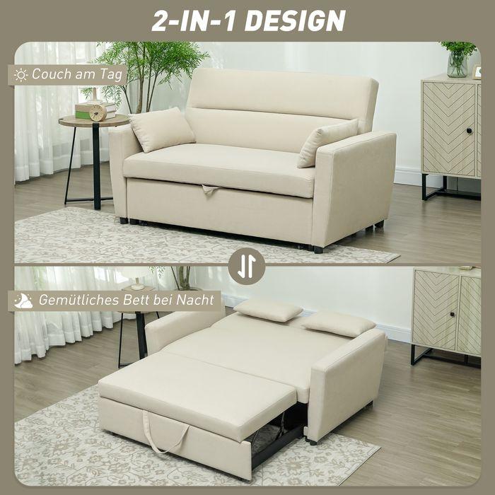 Actual product image Swisshandel24 Schlafsofa, 2-Sitzer Sofa mit Schlaffunktion, Verstellbare Rückenlehne, Beige