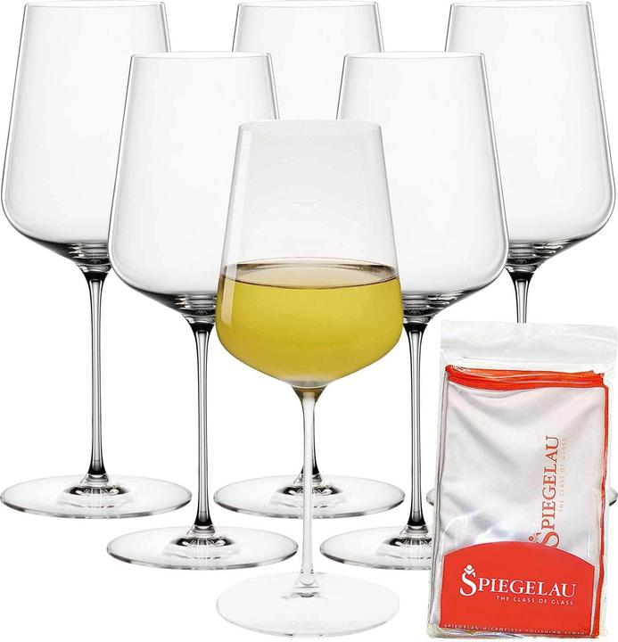 Immagine prodotto Spiegelau Definizione di occhiali universali + panno per lucidare (55 cl, 6 Occhiali, Bicchieri da vino bianco)