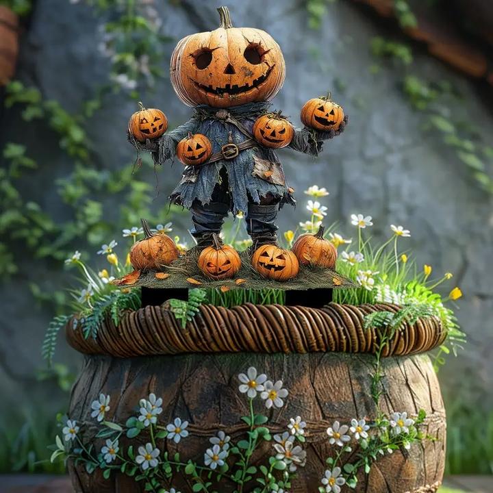 Produktbild Cbx Bezauberndes Kürbiskopf-Vogelscheuche 2D Gartenstecker, Halloween Deko, Herbstdekoration