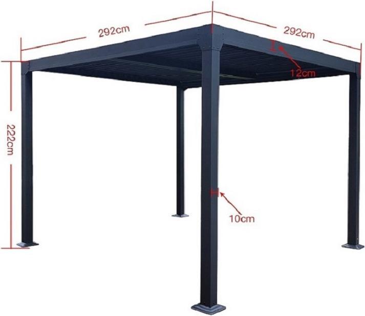 Image du produit Jet-Line Pavillon Tente à lamelles Toit de jardin Dubaï II 3x3m Aluminium (300 cm, 300 cm)