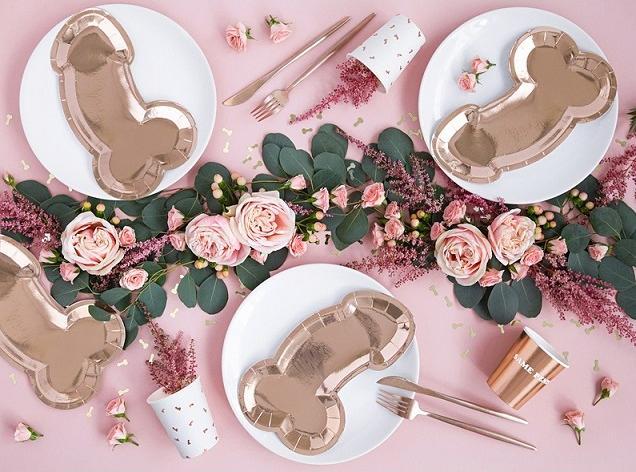 Actual product image Partydeco Same penis forever party plate in rose gold