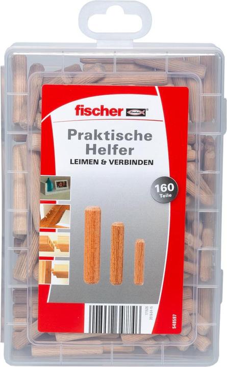 Image du produit Fischer Aides pratiques Glue & Connect, boîte d'assortiment avec 160 chevilles en bois, set pour des (160 pcs)