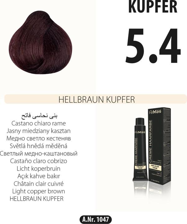 Image du produit FemMas 5.4) Couleur de cheveux brun clair cuivre 100ml (Cuivre Helbraun)