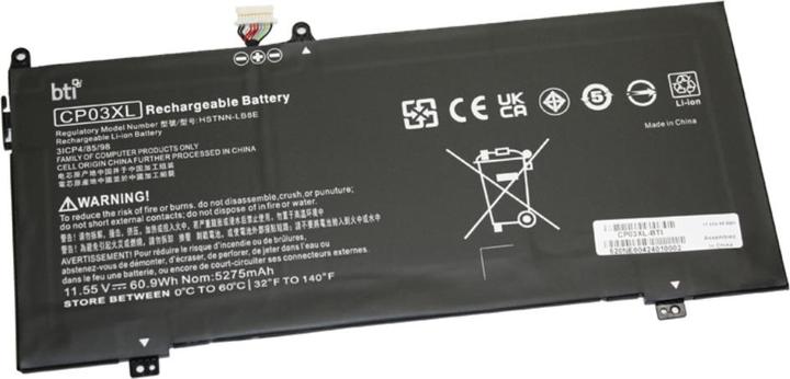 Origin Storage BTI CP03XL-, 5270 mAh, 60.9 Wh, Lithium-Ion (Li-Ion), 11.55 V, 1 pc(s) (3 Cells, 5270 mAh)