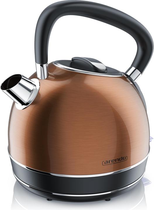 Produktbild Arendo Wasserkocher 1,7 l, 2200 W, Edelstahl, Retro Style Vintage, Überhitzung & Trockenkochschutz, kupfer (1.70 l)