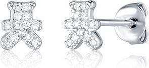 JVD Silver Earrings Teddy Bears With Zircons