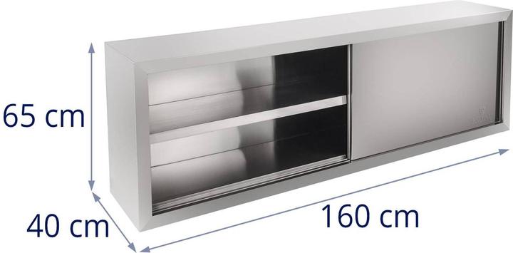 Produktbild Royal Catering Wandhängeschrank Gastro Hängeschrank Wandschrank 2 Schiebetüren Edelstahl 160cm (160 x 40 cm)