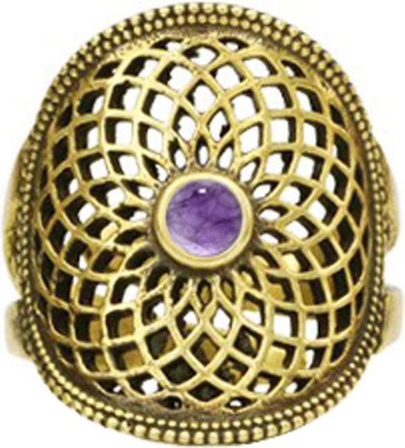 Immagine prodotto Star Piercing Ring vergoldet Blume des Lebens mit Amethyst Stein (57)
