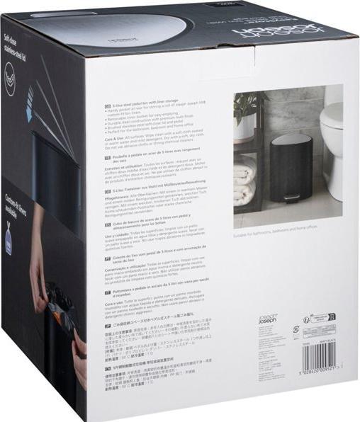 Image du produit Joseph Joseph EasyStore Seau de salle de bain 5l avec pédale noir mat (5 l)