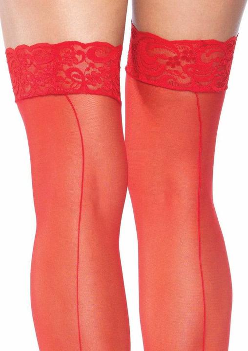 Image du produit Leg Avenue Sheer Stockings With Backseam Red (Taille unique)