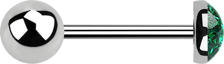 Image du produit Star Piercing Micro Barbell argent avec boule et dôme de cristal vert couche protectrice d'époxy (Acier chirurgical 316L, sans laiton)