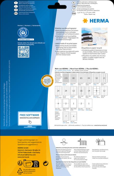 Produktbild HERMA Recycling Etiketten A4