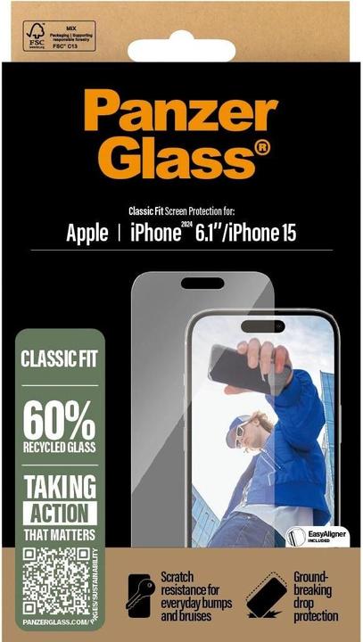 Image du produit PanzerGlass Classic Fit (1 pièce(s), Apple iPhone 15, Apple iPhone 16)