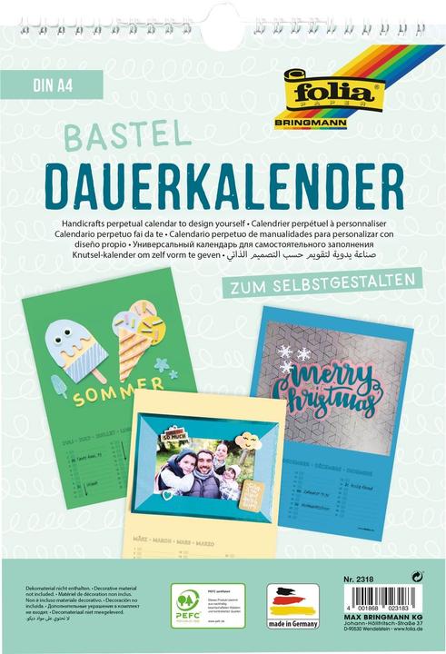 Produktbild Folia Dauerkalender A4 farbig (A4, Deutsch)