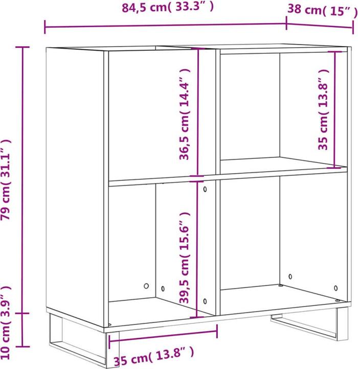 Actual product image VidaXL Plattenschrank Sonoma-Eiche 84,5x38x89 cm Holzwerkstoff