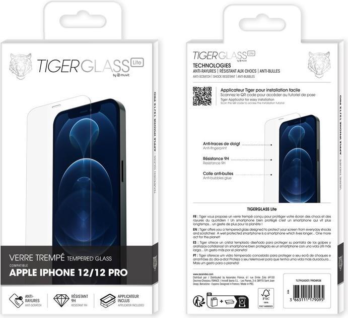 Immagine prodotto Tiger Pellicola di vetro resistente ai graffi e senza bolle d'aria (1 Pezzo/i, Apple iPhone 12, Realme 12 Pro+)