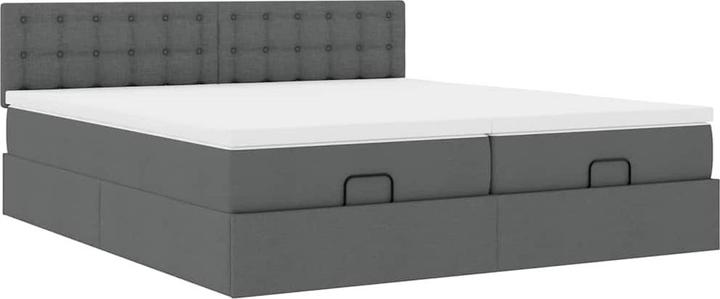 Actual product image VidaXL Ottoman bed with mattresses dark grey 200x200 cm fabric bed frame (200 x 200 cm)