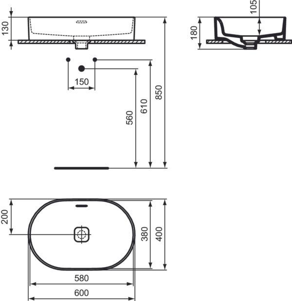 Produktbild Ideal Standard Aufsatzwaschbecken Strada II oval 60 cm weiss T360401 (400 mm, 600 mm)