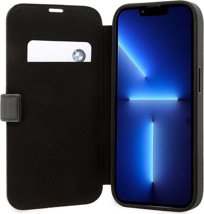 Produktbild BMW Etui BMBKP14L22RVSK iPhone 14 Pro 6,1" czarny/black bookcase Leather Stamp Blue Lines (Apple iPhone 14 Pro)