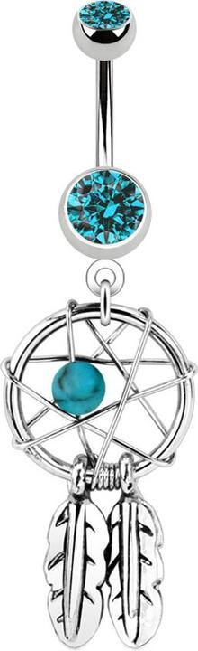 Immagine prodotto Star Piercing Banana d'argento con ciondolo acchiappasogni e pallina acqua (Acciaio chirurgico 316L, senza ottone)