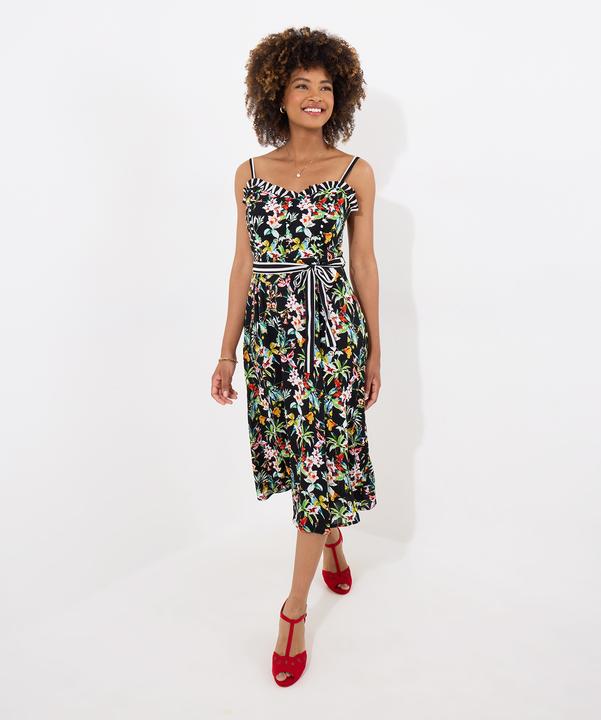Produktbild Joe Browns Tropical Print Tie Waist Contrast Strap Knee-Length Dress (16)