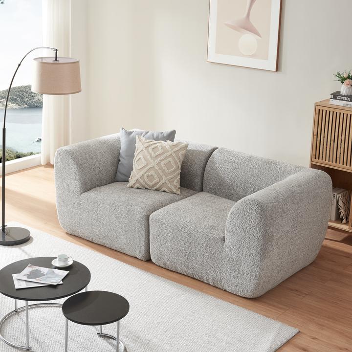 Produktbild En.Casa Modular Sofa 2-Sitzer Hurvas Bouclé Grau
