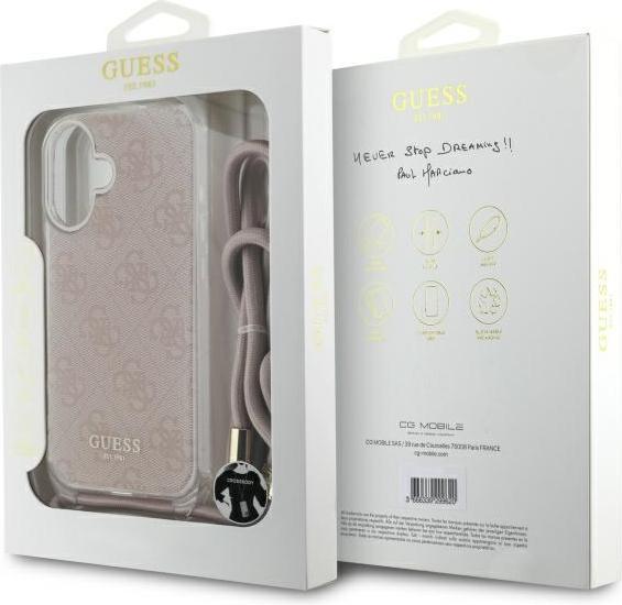 Immagine prodotto Guess GUHCP16SHC4SEP iPhone 16 6,1" różowy/rosa custodia rigida Crossbody Cord 4G Print