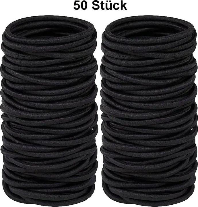 Actual product image ASMI 50 Stück elastische Haargummis Schwarz (Hair tie)