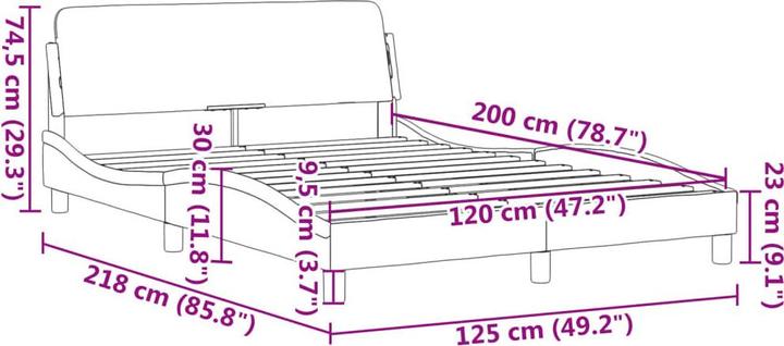 Produktbild VidaXL Bettgestell mit Kopfteil Samt (120 x 200 cm)