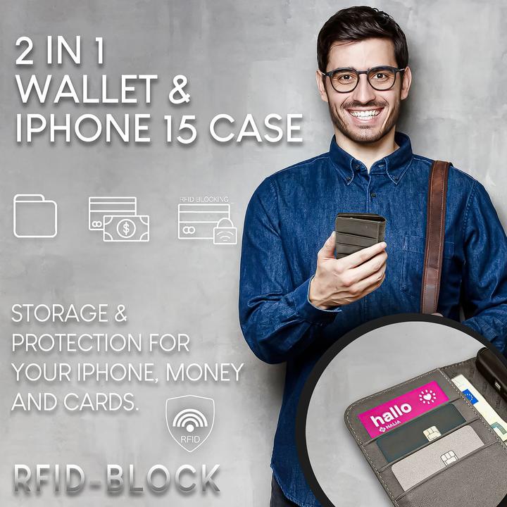 Actual product image Nalia Genuine leather flip case cover with magnetic fastener (Apple iPhone 15)