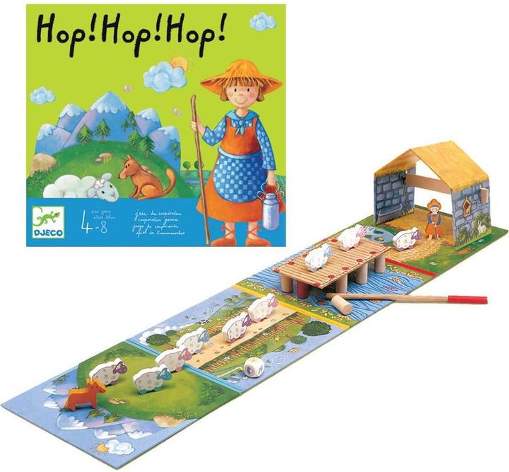 Actual product image Djeco Hop! Hop! Hop! (German, French, Italian, English)