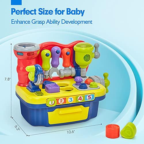 Produktbild Activity Board Babyspielzeug ab 1 Jahr Werkbank Kinder, Motorik-Würfel mit Musik-Lichtspielzeug