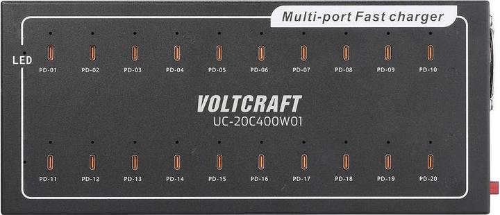 Actual product image Voltcraft UC-20C400W01 USB Ladegerät 400 W 20x USB-C® USB PD Innenbereich USB Po (400 W)