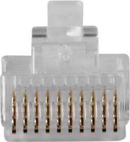 Productafbeelding RJ48 (10P/10C) modulaire connector voor platte kabel. Eenheid: Zak 25 stuks