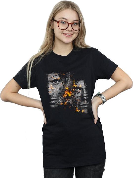 Actual product image Supernatural Womens/Ladies Sam And Dean Fire Cotton Boyfriend T-Shirt (S)