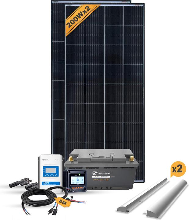 Image du produit Enjoy solar Kit monocristallin pour camping-car - 400W/12V Complet (ALU argent) (200 W)