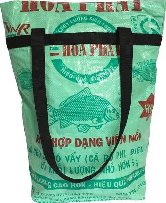 Immagine prodotto Bekos Upcycling - Grande borsa della spesa realizzata con sacchetti di cibo per pesci riciclati, verde