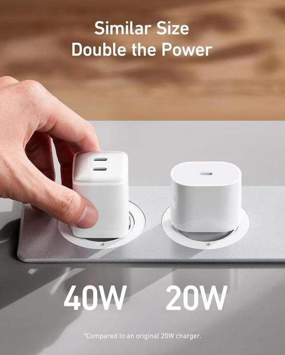 Actual product image Anker PowerPort III 40W, 2xC, White EU (40 W)