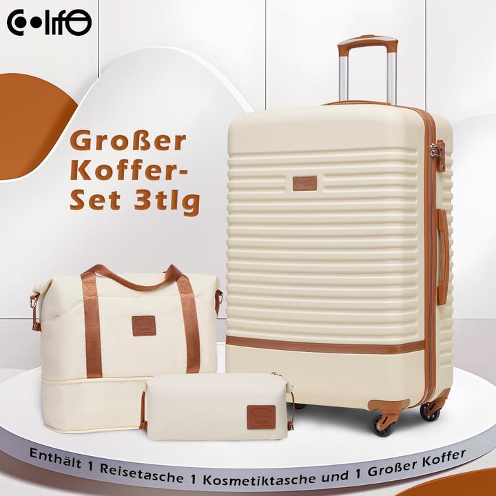 Immagine prodotto Coolife 3-teiliges Reisegepäck-Set (93 l, Bagaglio a mano (fino a 50 litri), L (90 - 115l))