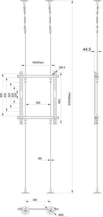 Actual product image Multibrackets Ceiling/floor mount, 1 x 40" - 65", VESA 100-