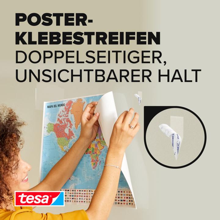 Image du produit tesa Powerstrips POSTER, capacité de maintien de 200g, 20x bandes adhésives double face (0.20 kg)