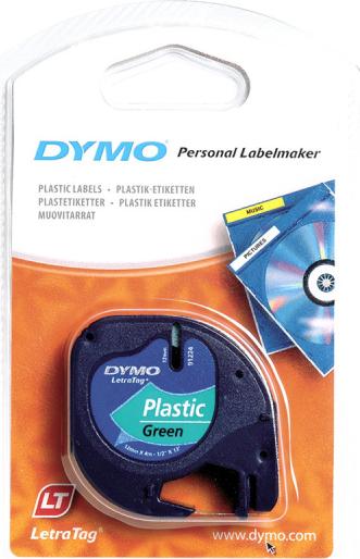 Produktbild Dymo Plastikband Schwarz auf Grün (1.20 cm, Grün, Schwarz)