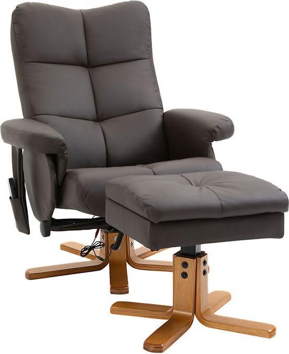 Produktbild Swisshandel24 Relaxsessel Fernsehsessel mit Hocker Massagesessel 145°-Neigung mit 10 Vibrationpunkte Kunstleder Br