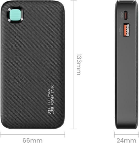 Image du produit Usams Powerbank ze zwijanym kablem USB-C Retractable 10000 mAh PD 20W Fast Charge XY Series czarny/b (10000 mAh, 50 W, 50 Wh)