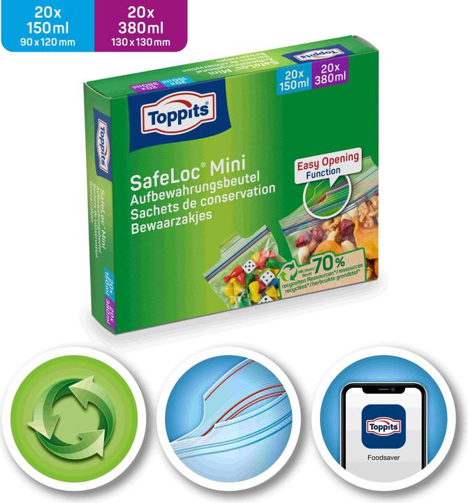 Productafbeelding Toppits Mini zip-lock zakje 20 x 150ml +380ml (40 x)