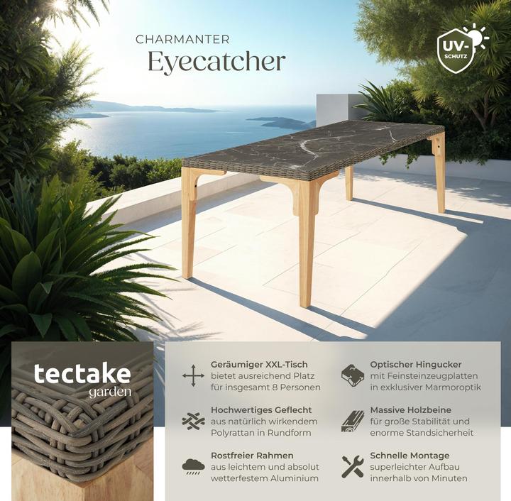 Image du produit tectake Table en rotin Foggia 196x87x76cm (196 cm)